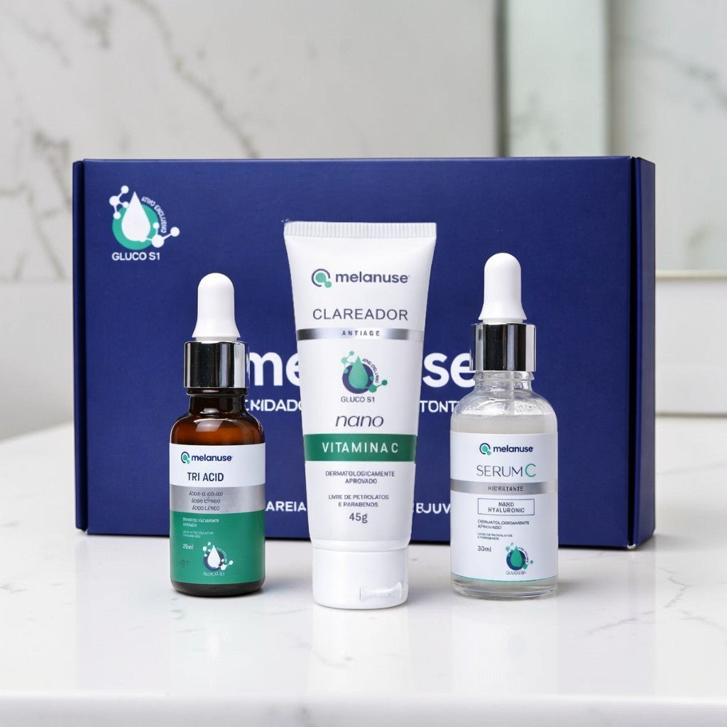 Kit Skincare – Clareador Anti Age, Sérum C e Tri Acid – Melanuse